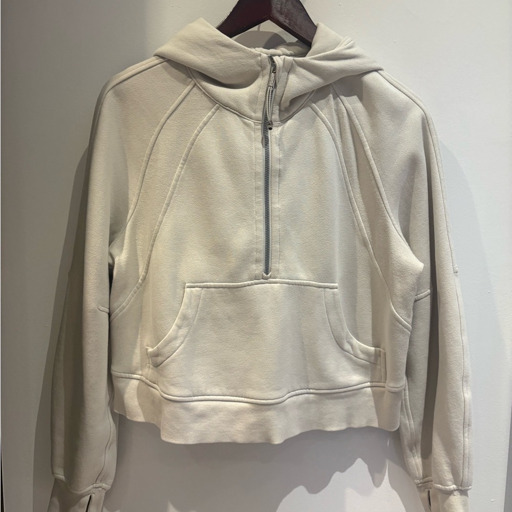 Lululemon - Cream Hooded Sweatshirt with Front Pocket